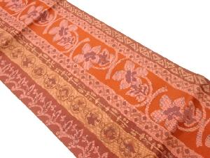 本場筑前博多縞に草花模様織出し名古屋帯